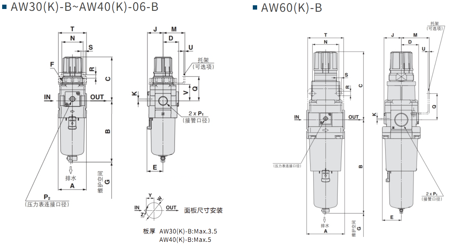 SMC AW10-A~60-B、AW20~60K-B pneumatic Filter pressure reducing regulator valve (3).jpg